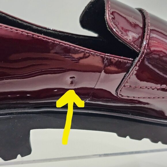 Munro Geena Penny Loafer Womens 9.5 Burgundy Red Shiny Patent Leather Slip On - Picture 4 of 13